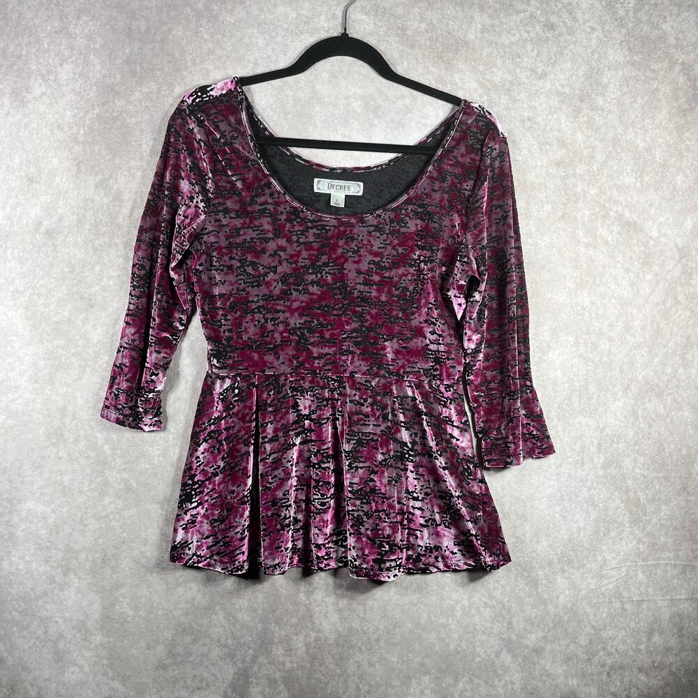 Decree Top‎ Womens Large Purple Velour Babydoll Dark Romantic Whimsigoth Boho